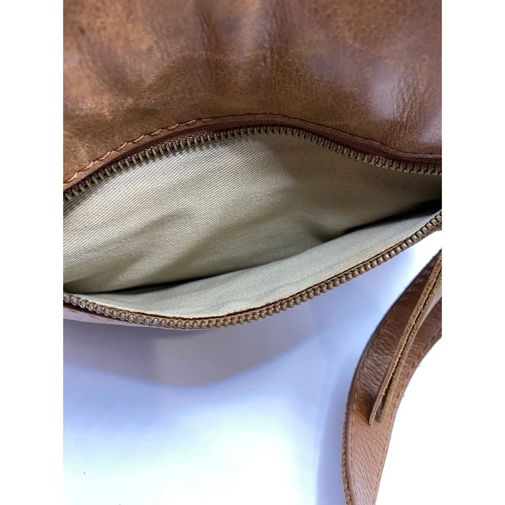 Lucky Brand Brown Leather Quilted‎ Diamond Crossbody Messenger Bag Boho Tassel